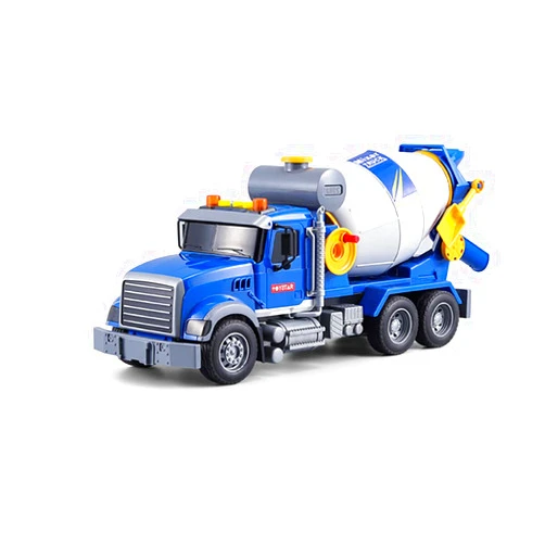 haomsj Big Cement Mixer Toy Truck with Lights Sounds and Working Parts, Friction Powered Push & Go Construction Vehicles for Toddlers Boys and Girls (Big Mixer Car)