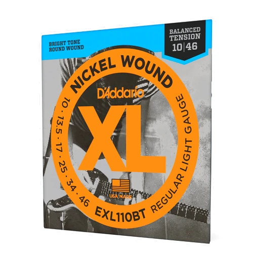 D'Addario Guitar Strings - XL Nickel Electric Guitar Strings - EXL110BT - Perfect Intonation, Consistent Feel, Reliable Durability - For 6 String Guitars - 10-46 Regular Light Balanced Tension