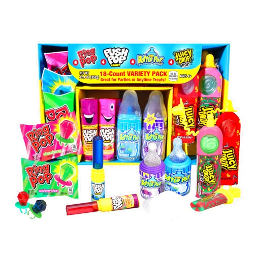 Bazooka Candy Brands Variety Candy Box - 18 Count Summer Candy Lollipops from Ring Pop, Push Pop, Baby Bottle Pop & Juicy Drop - Fun Candy For Birthdays, Party Favors, Pool Parties & Summer Fun