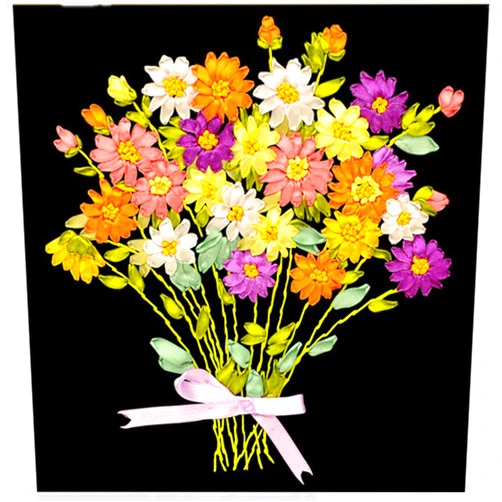 Egoshop Ribbon Embroidery Kit Little Flower DIY Wall Decor with English Instruction