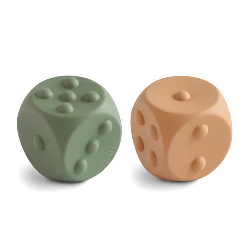 mushie Silicone Dice Press Toy | Baby Sensory Play for 10+ Months (Dried Thyme/Natural)