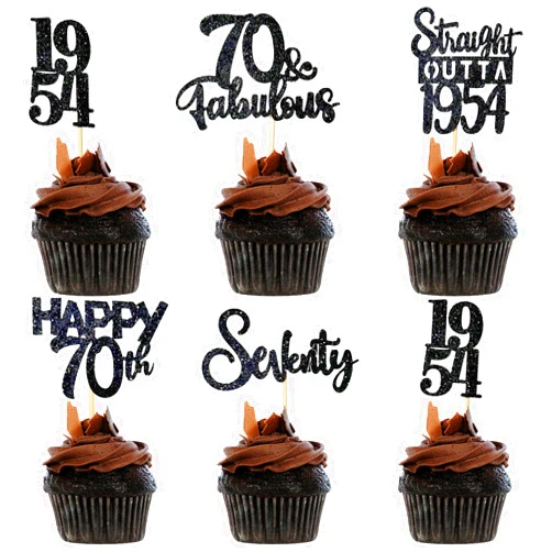 VCGUDOE 30PCS 70th Birthday Cupcake Toppers 70th Birthday Decorations for Men 70th Birthday Decorations for Women 1954 70th Birthday Decorations Cheers to 70th Birthday Party Decorations