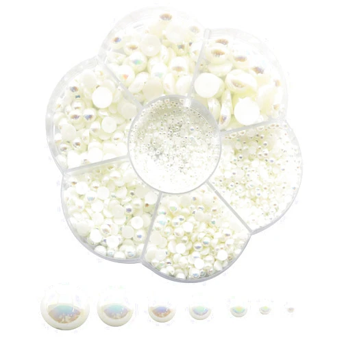 Tegg Half Pearl 2800PCS 7 Sizes Half Flatback Round Pearl Bead Loose Beads for DIY Crafts