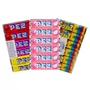 GRANITE MOUNTAIN PRODUCTS PEZ Candy Refills Set - 18 Refill Rolls For PEZ Dispensers | Sour, Fruit, And Cotton Candy Flavors | Bulk Candy Rolls