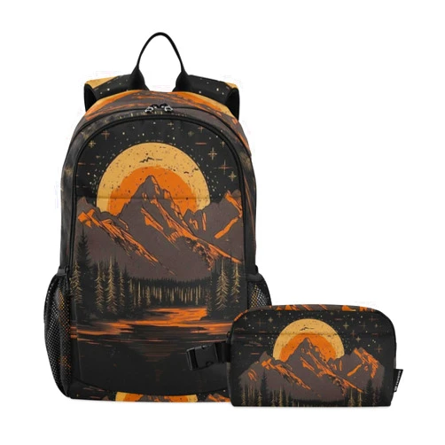 Selerdon Kids Backpack Grand Teton National Park School Bookbag with Lunch Bag for Boys Girls Preschool Kindergarten Elementary Laptop Daypack