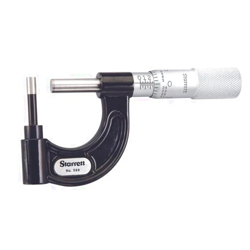 Starrett Tube Micrometer with One-Piece Spindle, Satin Chrome Finish and Advanced Sleeve Design - Quick and Easy Adjustment, 0-1