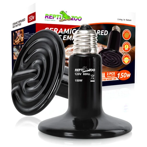 REPTI ZOO 150W Reptile Heat Lamp 2Pack Ceramic Heat Emitter Night Heat Lamp Bulbs Reptile Terrarium Heat lamp Tank Heat Bulb for Turtle Bearded Dragon Gecko Lizard Snake Chicken E26