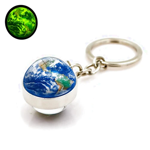 HUNO Glow In The Dark Solar System Planet Keychain Earth Saturn Moon Sun Luminous Galaxy Keyring-Saturn