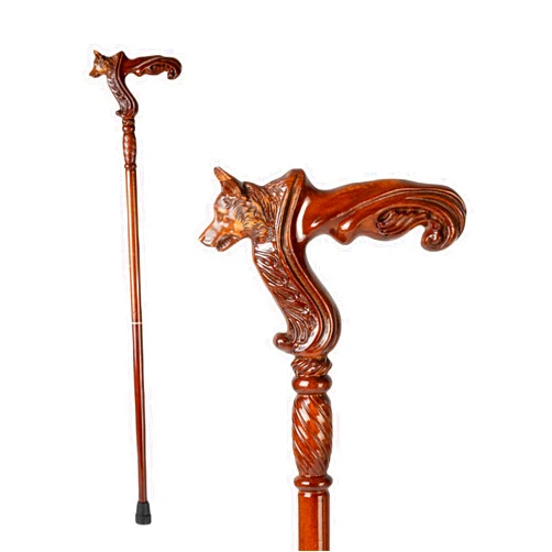 THY COLLECTIBLES Hand Carved Wooden Walking Cane with Ergonomic Handle and Rubber Tip for Men and Women - Fashionable Unique Walking Stick for Seniors - 37 inch