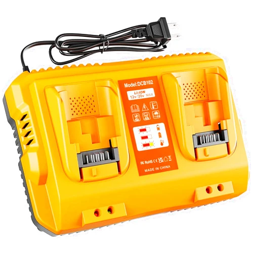 Lomrige DCB102 Battery Charger Station for Dewalt Battery,Simultaneous Charging for 12V and 20V Max Battery, Compatible with DCB124 DCB126 DCB200 DCB205 Yellow