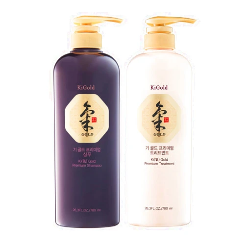 Daeng Gi Meo Ri - Ki Gold - Premium Shampoo + Treatment Set for Hair Loss, Thin Hair, Gray Hair Prevention, Medicinal Herbal Shampoo, All Natural, Korea's No. 1 Brand