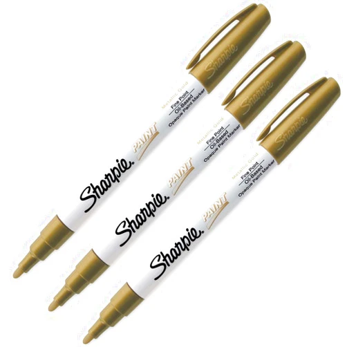 Sharpie - Oil-Based Paint Marker, Fine Point, Water Resistant, Gold (3-Pack)
