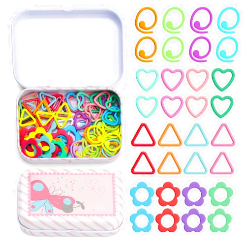 Jmuiiu 80PCS Metal Stitch Markers, 4 Styles Colorful Crochet Stitch Markers for Crocheting Clothing Tag DIY Craft Project with Storage Box