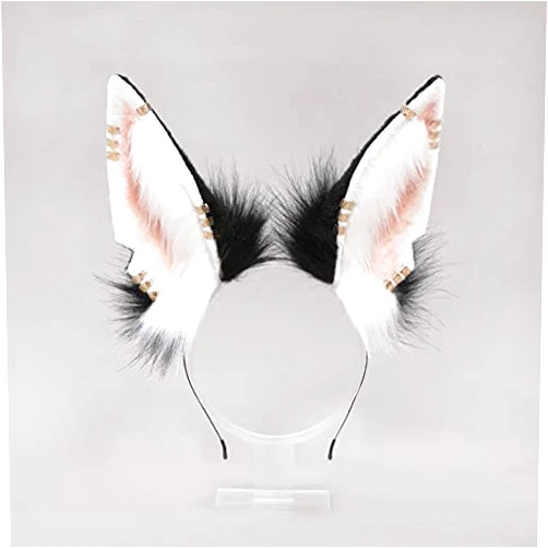 CHIREF Handmade Fox Wolf Bat Fur Ears Headwear Halloween Fancy Dress Cosplay Party Costume Hairhoop