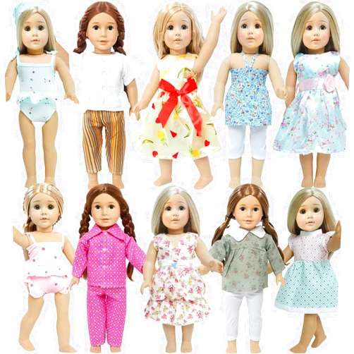 HUIWJH 5 Set American 18 inch Doll Clothes, Accessories for 18 inch Girl Doll Including Fashion Dress Casual Daily Outfits Swimsuits Summer Clothing (NO Doll)