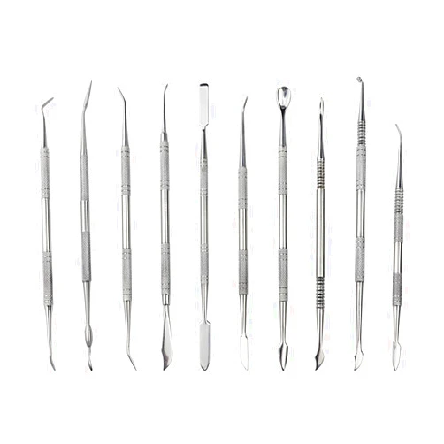 TOVOT 10PCS Stainless Steel Double-Sided Wax Carving Tools Metal Sculpting Tools Clay Modeling Tools (Silver)