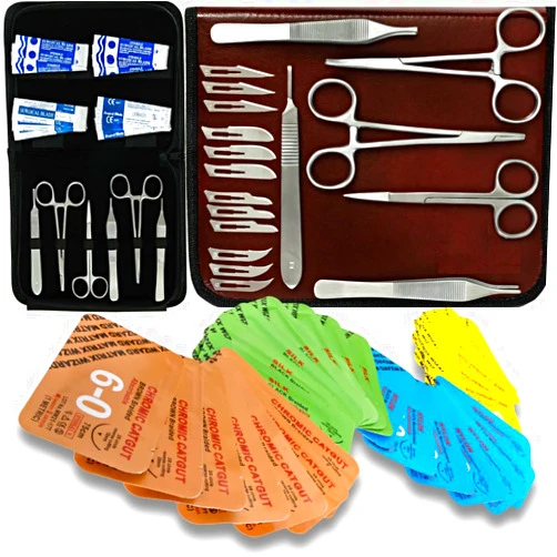 Matrix Wizard Sterile Sutures Thread with Needle Plus Tools: Extra Large Mixed Dissolvable and Non-Dissolvable Suture 47 Unit Set - Emergency Camping Hiking First Aid Demo, Surgical Wound Closure Training, Vet Use