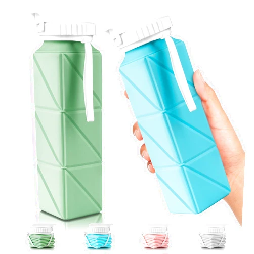 COCTN Collapsible Travel Water Bottles, Food Grade BPA Free Silicone Foldable Water Bottle, Leakproof Portable Expandable Water Bottles for Traveling, Camping, Hiking, Cycling & Sports Outdoor 620ml(2 Pack)
