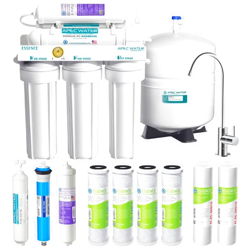 APEC Water Systems ROES-PH75 Essence Series Top Tier Alkaline Mineral pH+ 75 GPD 6-Stage Certified Ultra Safe Reverse Osmosis Drinking Water Filter System with Extra High Capacity Filter Set Stage 1-3