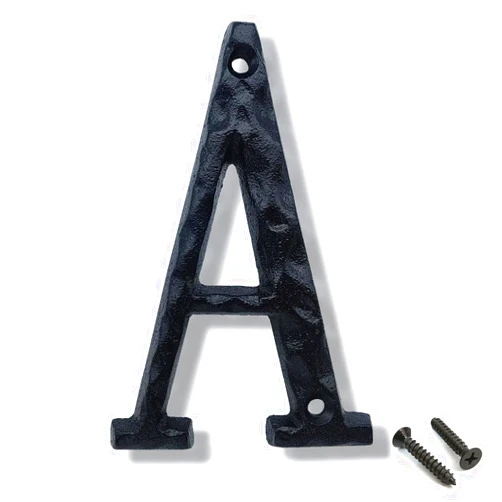 UTMOCO House Numbers for Outside-5.5 Inch high Cast Iron Hammered Style Home Address Numbers or Metal Mailbox Number (Letter A)