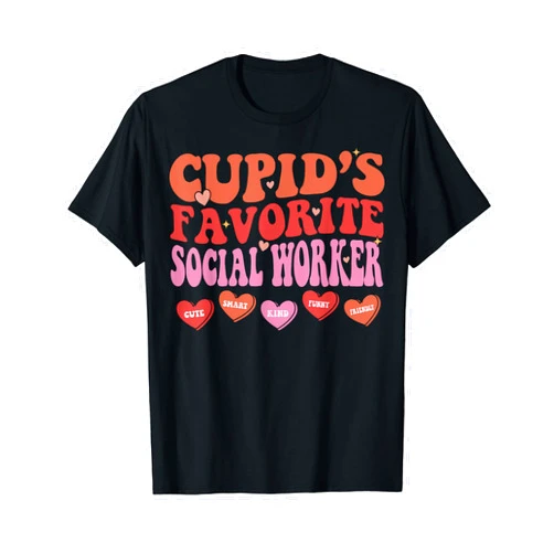 Cupids Favorite School Social Worker Outfits Cupid's Favorite School Social Worker Retro Valentines Day T-Shirt