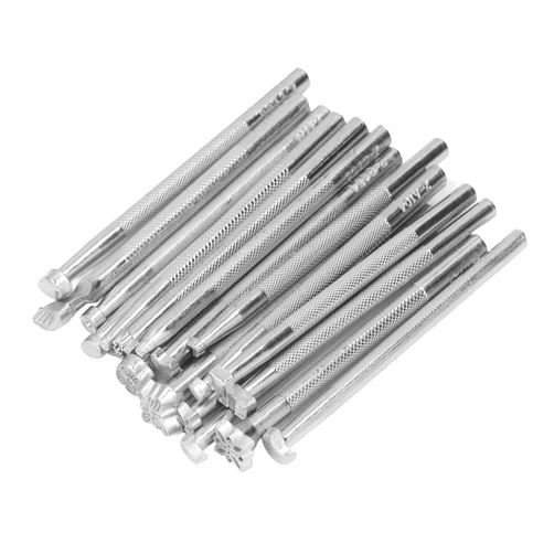 SVKMuuiYG 20PCs Leather Different Shape Stamp Punch Set, Saddle Making Tools, for Leather Craft Working Moon Flower Butteryfly Shape