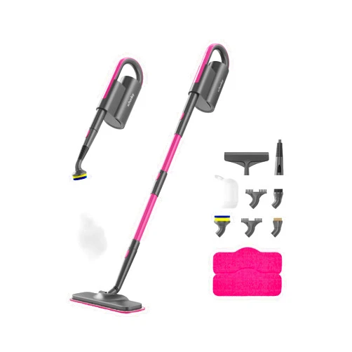 Schenley 7-in-1 Steam Mop Dual-Rod Design with Detachable Handheld Steamer for Walls, Grouts, Hard Floors, Tiles, includes Multi-purpose Accessories and Washable Microfiber Pads