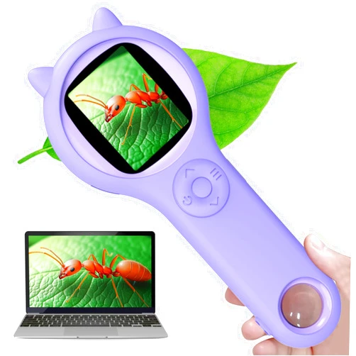 SETFLAGS Microscope for Kids SETFLAGS Digital Microscope,Portable Kids Microscope Handheld Mini Scope Educational Science Toys with 2 Inches 1080P Screen,Christmas Birthday Gifts for Age 3 4 5 6 7 8 Girls Boys
