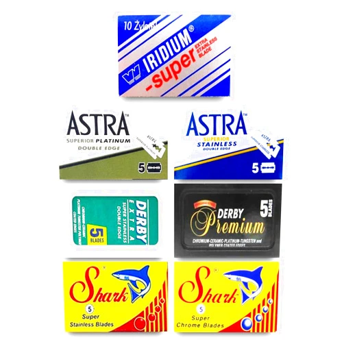 Razor Blades Club Astra-Derby-Wizamet- Shark 40 Quality Double Edge Razor Blades Sampler (7 different brands)