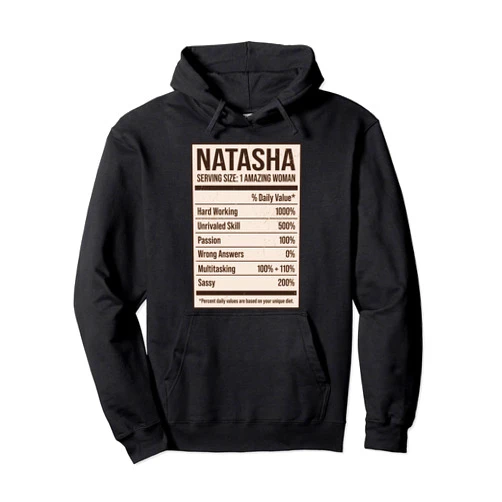 Buddy BFF Companion Funny Mate Natasha Nutrition Facts Name Nickname Alias Title Friends Pullover Hoodie
