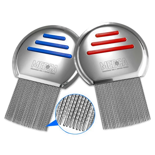 MEDca Lice Comb - (Pack of 2) Stainless Steel Professional Lice Combs and Head Lice Treatment to Effectively Get Rid of Hair Lice and Nits, Best Results for Infection and Re-infection in Kids & Adults