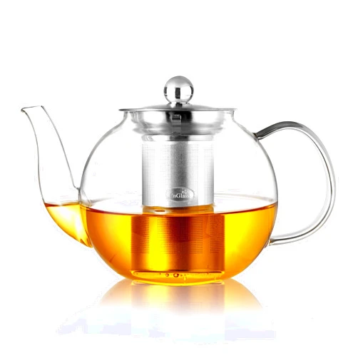 CNGLASS 40oz Glass Teapot with Removable Infuser,Clear Tea Kettle Stovetop Safe,Blooming and Loose Leaf Tea Maker Set