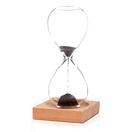 WARMBUY Magnetic Hourglass Decorative Sand Timer with a Base for Desk Decoration Black