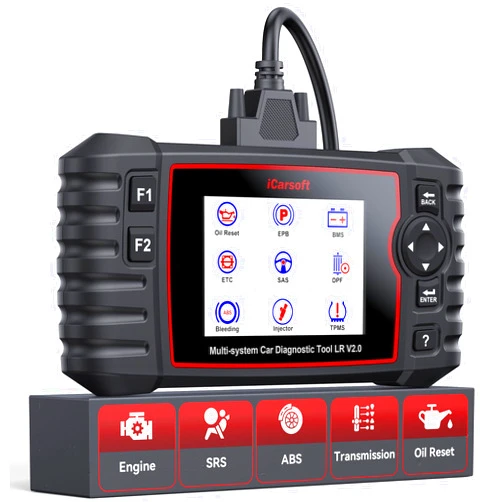 iCarsoft OBD2 Scanner for LandRover/Jaguar ABS SRS Engine, Battery/Oil Reset, Full System Diagnostic Tool with Airbag Transmission Scan, Battery Test/Live Data, LR V2.0(Enhance Version)Car Code Reader