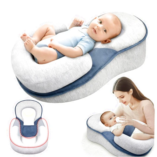 Generic Dream Nest Baby Bed for Acid Reflux, Baby Support Cushion for Newborn, Portable Tummy Time Mat for Home and Travel (Grey)