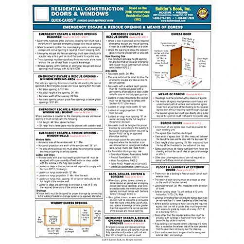By Builders Book Inc (Author) Residential Construction Doors & Windows Quick-Card Based on 2018 IRC