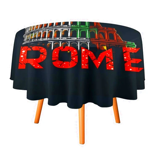 LJFABKY Rome Colosse-um Italy Souvenir Round Tablecloth Polyester Table Cloth Washable Dining Table Cover for Kitchen Party Wedding Decoration