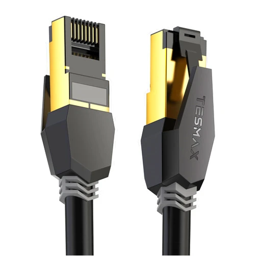 Tesmax Cat 8 Ethernet Cable 3FT, Heavy Duty High Speed 26AWG 2000Mhz with Gold Plated RJ45 Connector, Fast Ethernet Cable for Gaming, S/FTP Weatherproof for Router, Modem, PC, PS5, Xbox