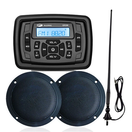 HASDA Marine Bluetooth Radio Boat Car Stereo Dashboard Digital Audio System Receiver Waterproof Boat Speakers FM AM Radio Antenna for ATV UTV RV UV