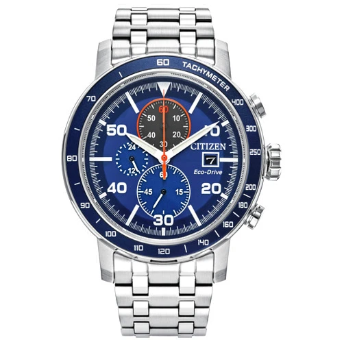 Citizen Men's Eco-Drivel Brycen Chronograph Stainless Steel Watch, Blue Dial (Model: CA0850-59L)