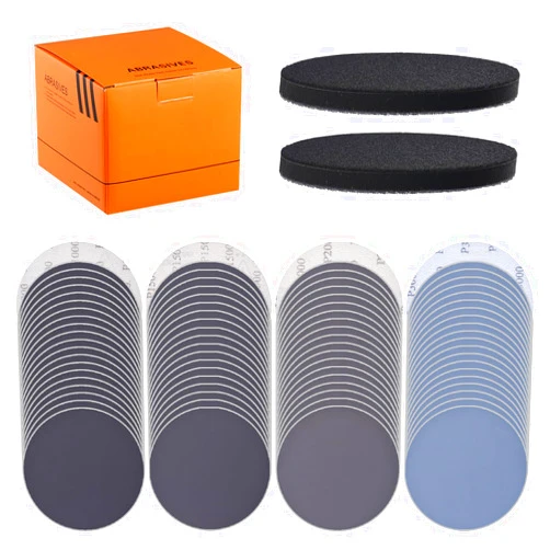 Tshya 80Pcs 6 Inch Hook and Loop Sanding Discs 1000/1500/2000/3000 Grits Wet Dry Sandpaper with 2Pcs Foam Pads for Random Orbital Sander