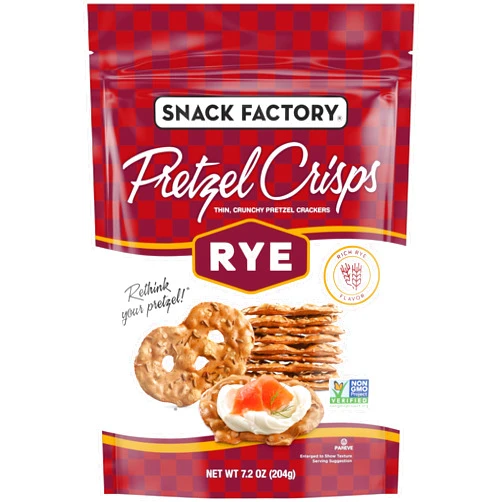 Snack Factory Pretzel Crisps Rye Pretzel Crackers, 7.2 Oz Bag