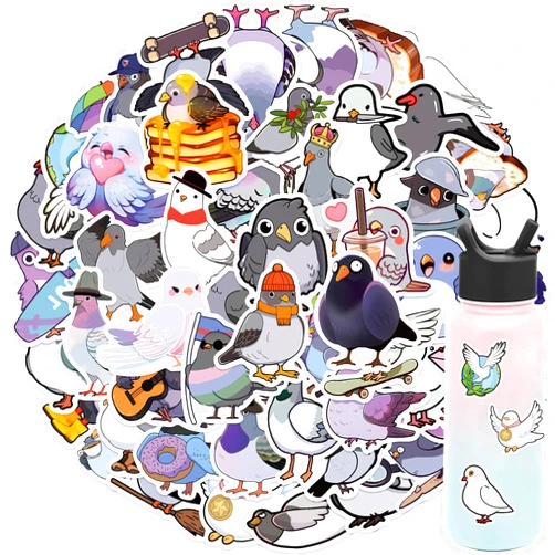 ZUIYIJIANGNAN Cute Pigeon Stickers 50pcs Cute Cartoon Animals Stickers for Water Bottle Scrapbook Laptop Skateboard Computer Stickers for Teens Kids Girls