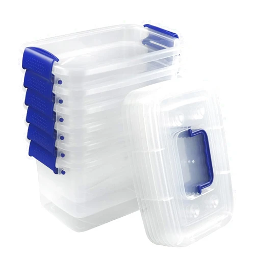 Nesmilers Small Plastic Storage Box with Lid, Clear Storage Box, Set of 6