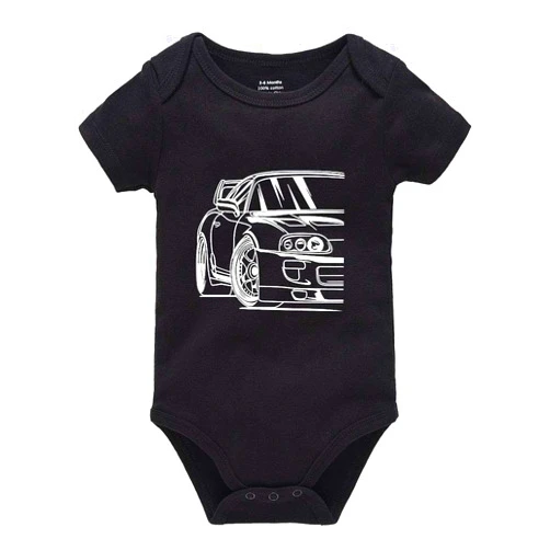 Pengshiliu Beautiful car Newborn Baby Romper Bodysuit Short Sleeve Onesie Black