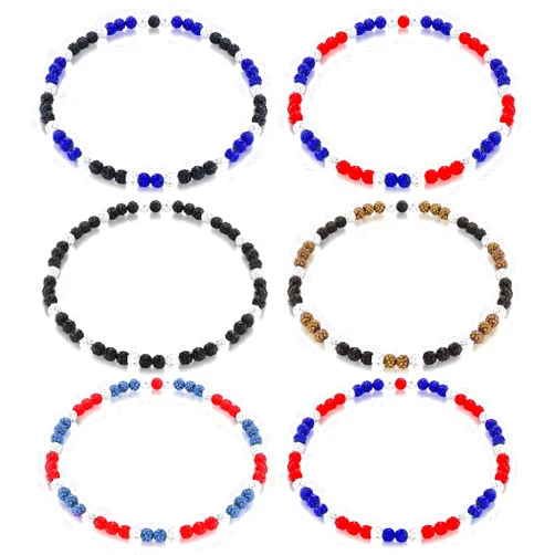 Kigeli 6 Pcs Baseball Beaded Necklace for Men Women 18 in Glitter Rhinestone Clay Beaded Necklace Bling Collection Gifts for Baseball Team Lovers