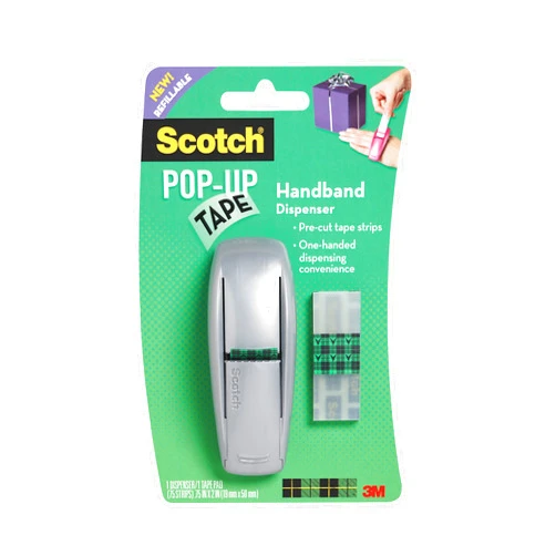 Scotch 533483 Scotch Pop-Up Tape Handband Dispenser, 3/4 x 2 Inches, 75 Strips/Pad, 1 Pad/Pack - Colors May Vary (96-G)