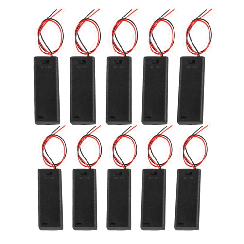 DIANN 10pcs AAA Battery Holder with Switch ON Off Case Back Cover 2X 1.5V Batteries Charger Holder Spring Clip Storage Box Cell Cable