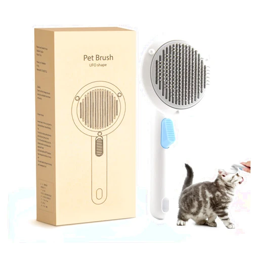 EVERDAZZ Cat Brush with Release Button: Cat Brushes for Indoor Cats Shedding - Self Cleaning Slicker Cat Hair Brush for Kitten Grooming Massage Remove Tangles and Loose Fur