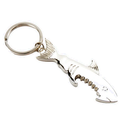 TOPASION Creative Metal Corkscrew Shark Beer Bottle Opener Keychain Pendant
